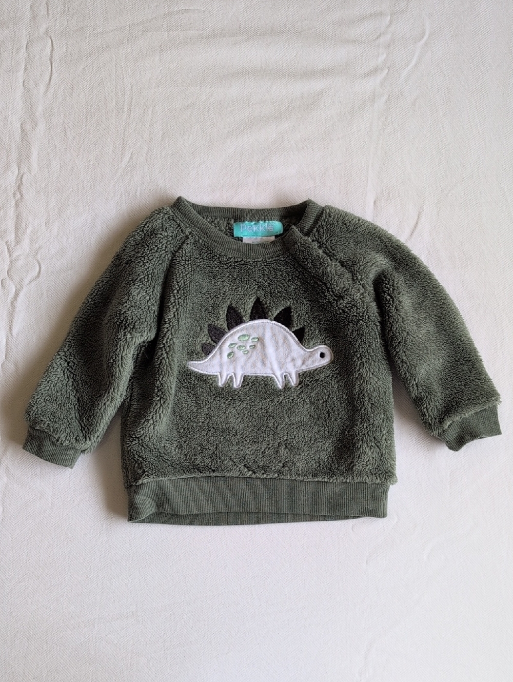 pekkle dinosaur fluffy fleece crew neck sweatshirt green 6 months baby boy